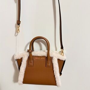 Michael Kors Tan Crossbody Bag with Fur Trim